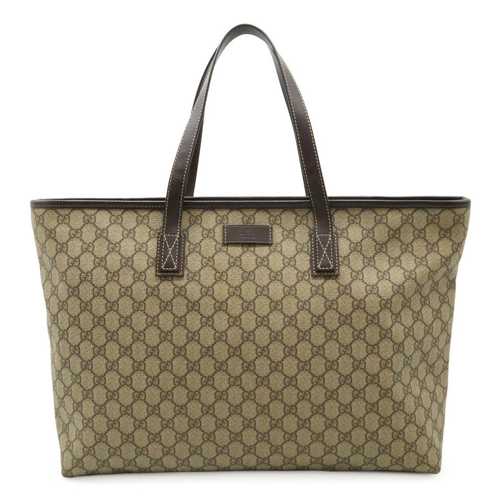Gucci GG Supreme Tote Bag Shoulder Leather Beige Brown Cream